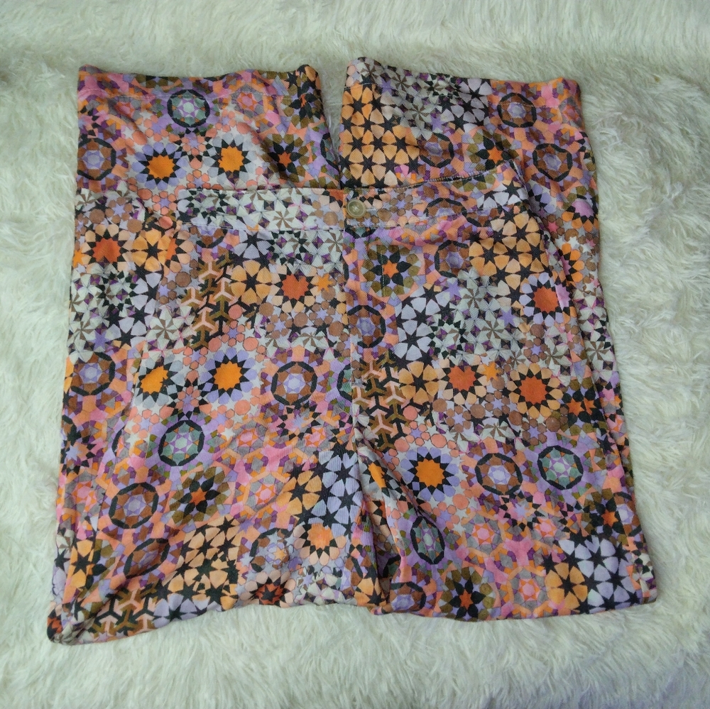 Anthropologie Geometric Orange Printed Trousers Pants Size 4 - Picture 5 of 12